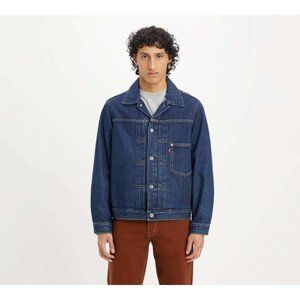 NWOT Levis jacket men's Medium Trucker denim cotton hemp‎ califoria embroidery